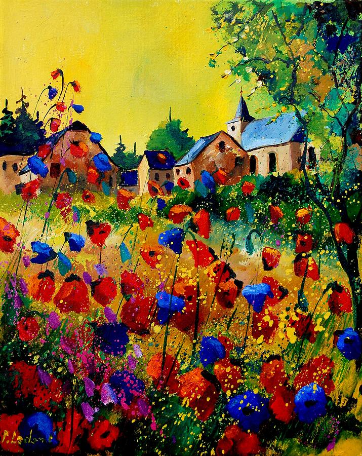 Poppy Painting - Summer in Sosoye by Pol Ledent