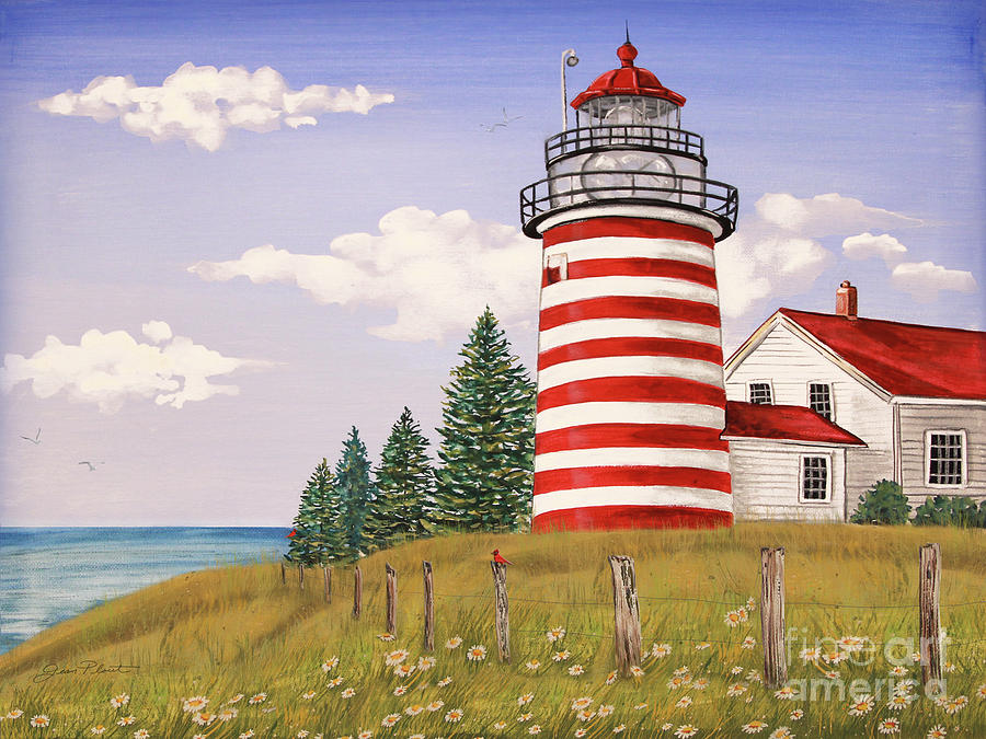Summer Lighthouse-JP3898 Painting by Jean Plout