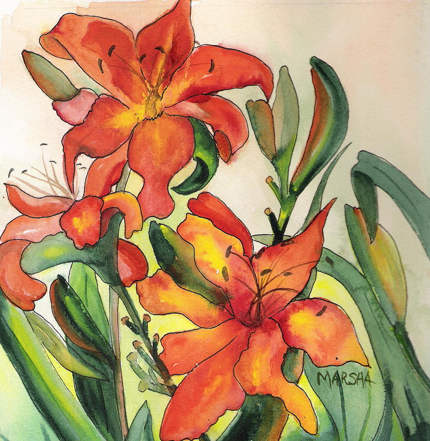 Summer Lilies Painting by Marsha Woods