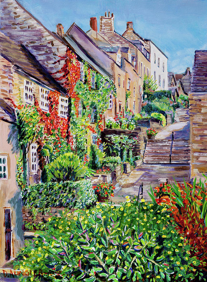 Summer - Looking Up The Chipping Steps, Tetbury Painting by Seeables Visual Arts