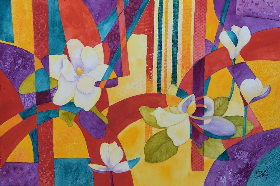 Flower Painting - Summer Magnolias by Nancy Jolley