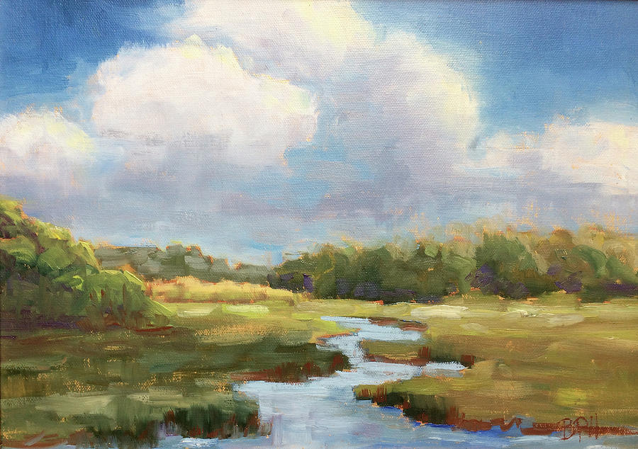 Summer Marsh Colors Painting by Barbara Hageman