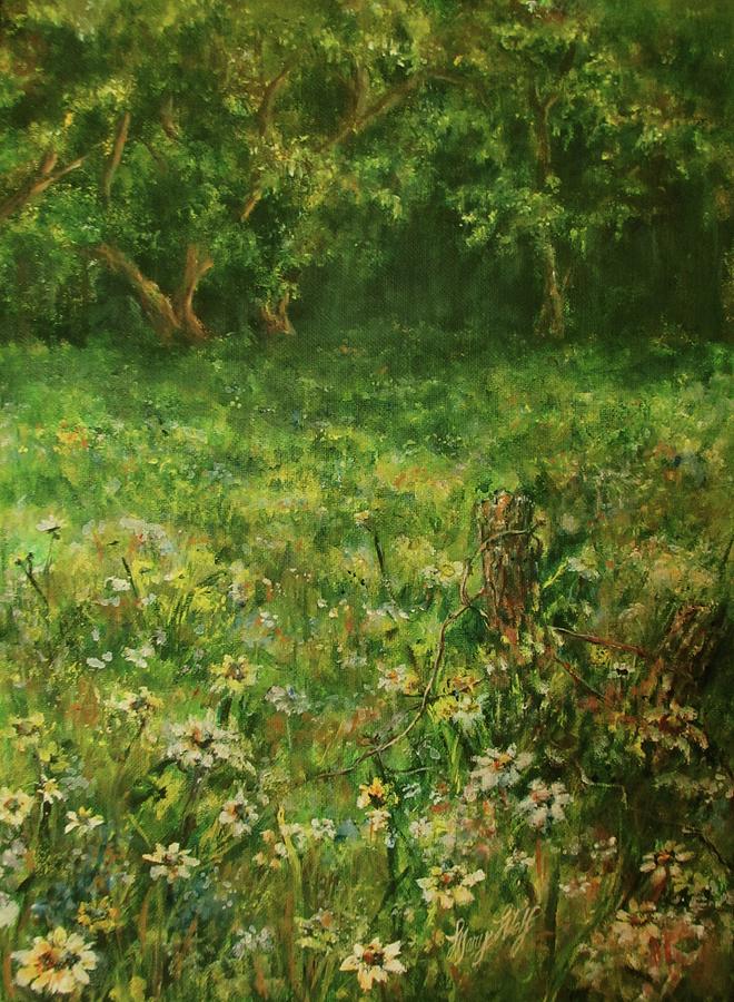 Summer Meadow Painting by Mary Wolf