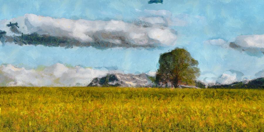 Summer meadow, watercolor painting impressionism For sale as