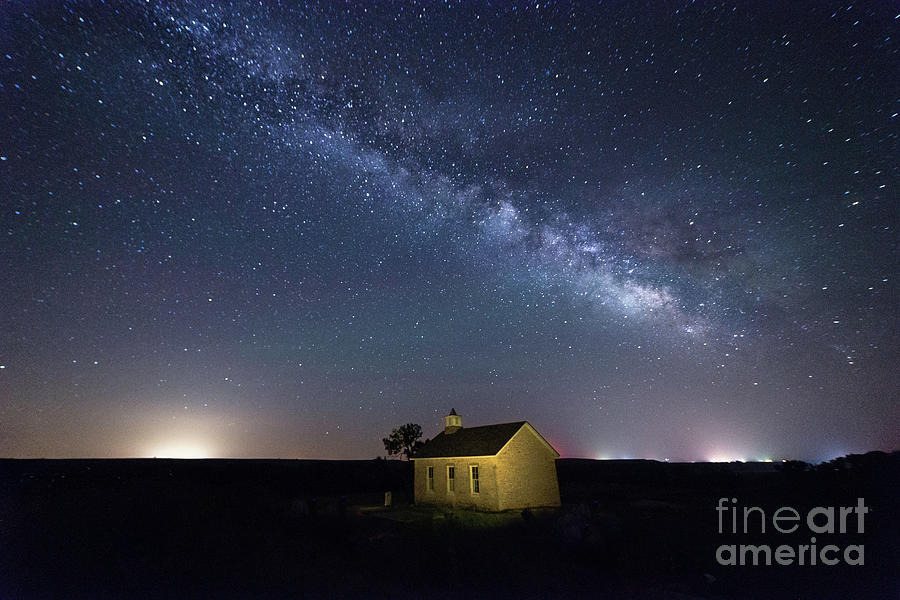 Summer Milky Way at the Lower Fox Creek School Photograph by Jean Hutchison