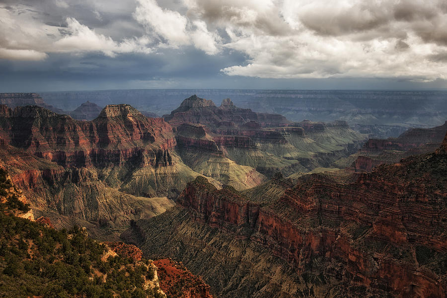 Summer monsoon thunderstorms pass over the North Rim of Grand Canyon ...