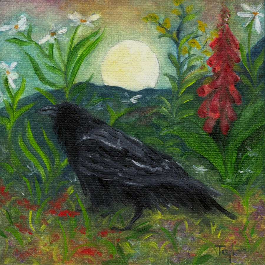 Summer Moon Raven Painting by FT McKinstry