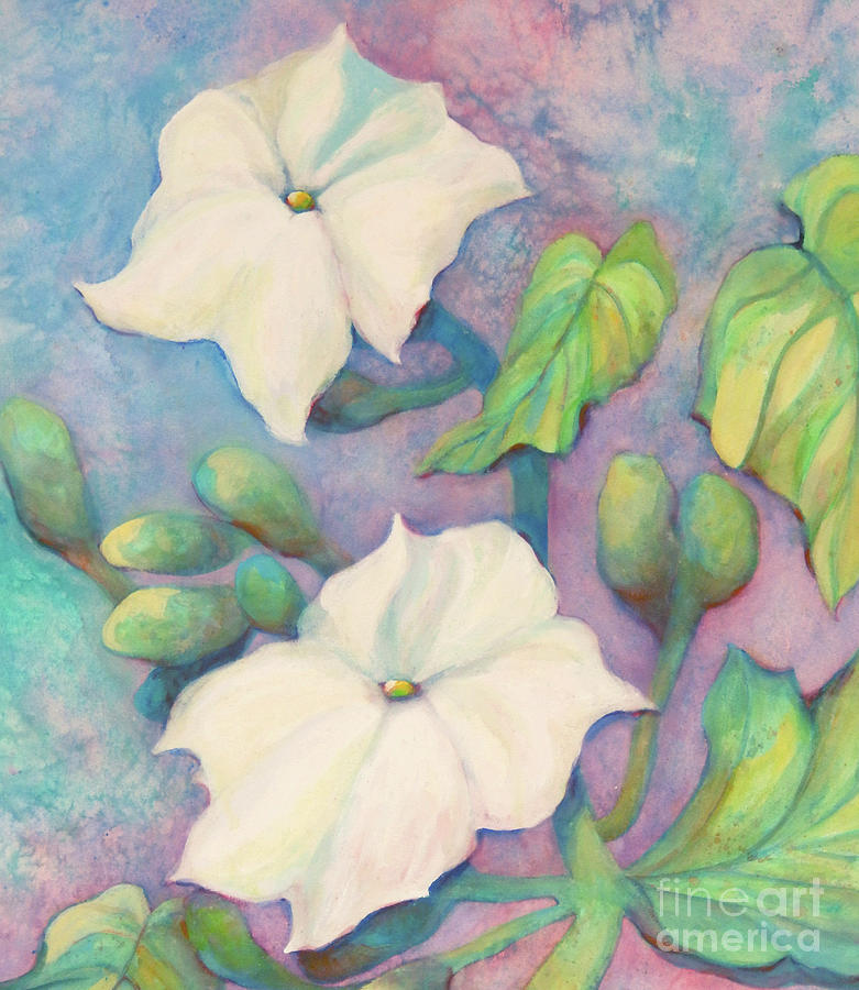 Nature Painting - Summer Morning Glories by Sharon Nelson-Bianco