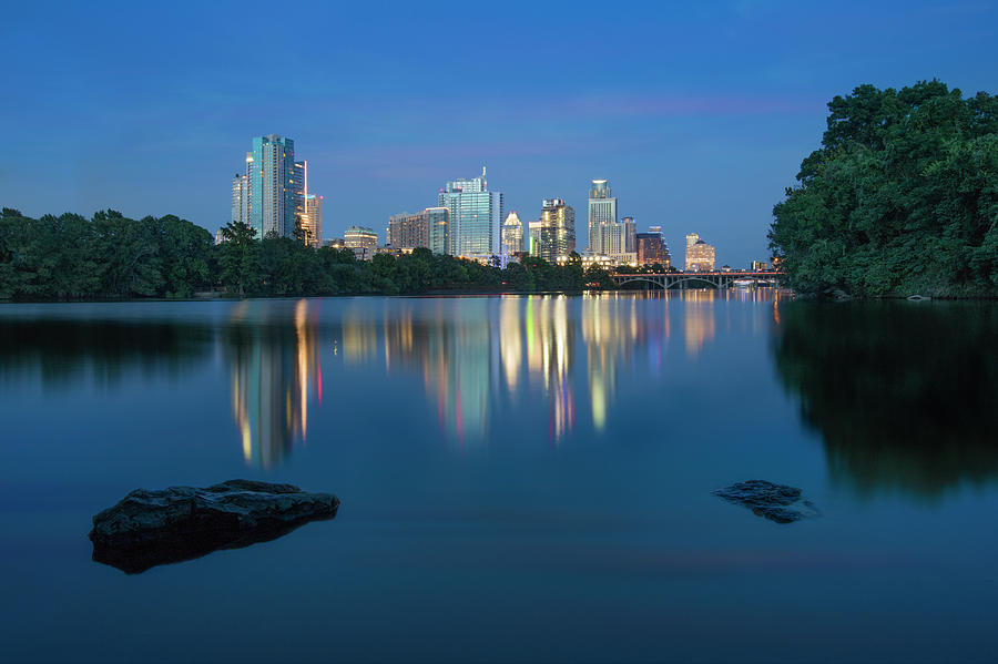 Austin Skyline Photograph - Summer Night in Austin, Texas 2 by Rob Greebon