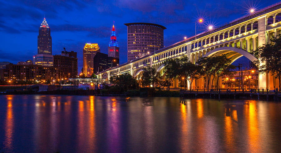 Cleveland Photograph - Summer Nights on the Cuyahoga by J Allen