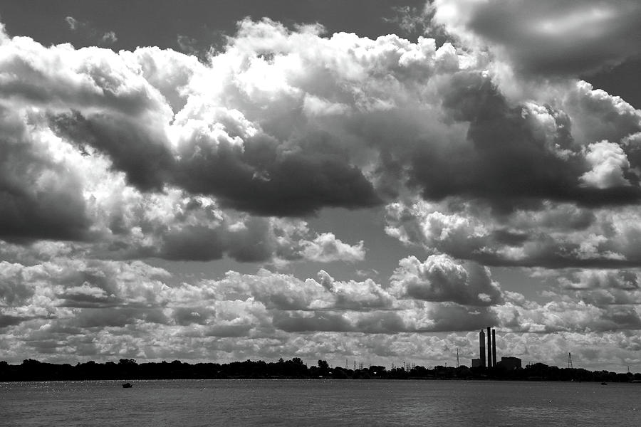 Summer on the St.Clair River BW Photograph by Mary Bedy