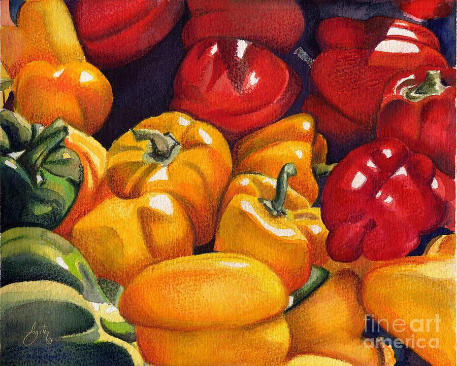 Summer Peppers Painting by Daniela Easter