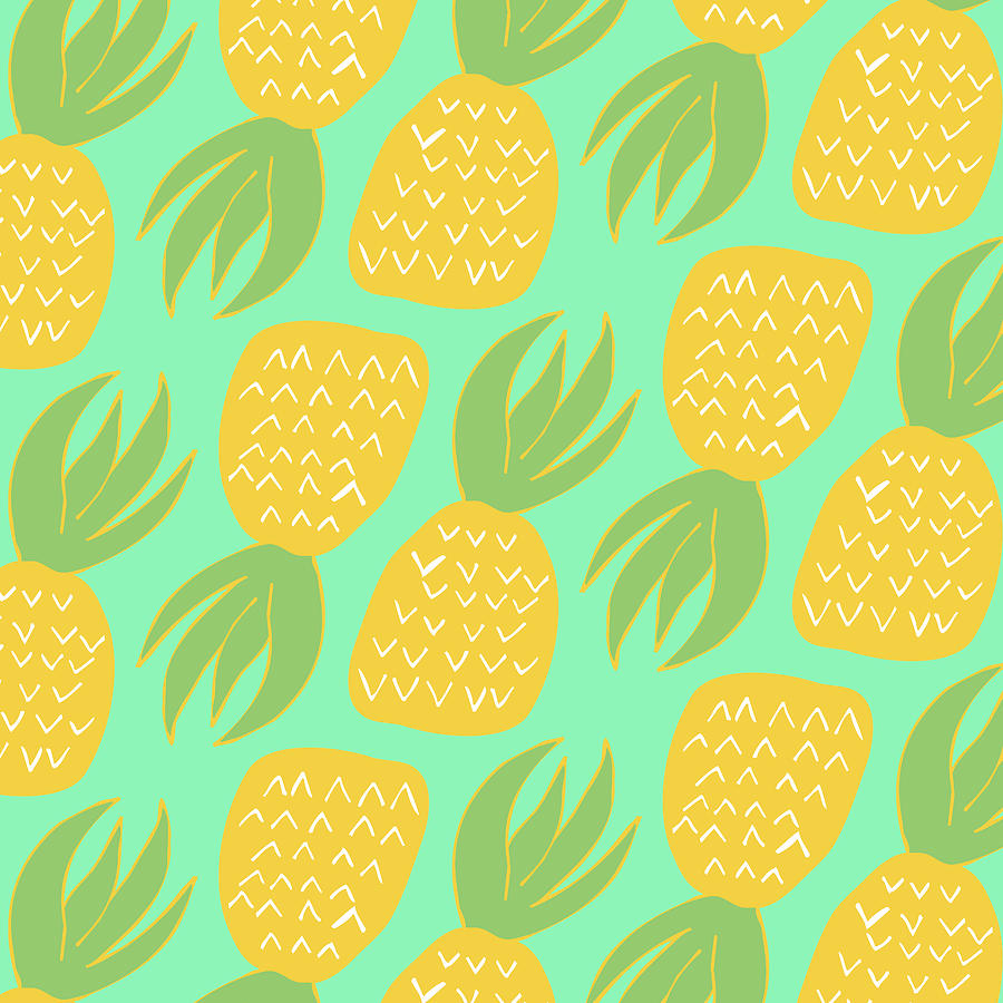 Pineapple Pattern Digital Art - Summer Pineapples by Allyson Johnson