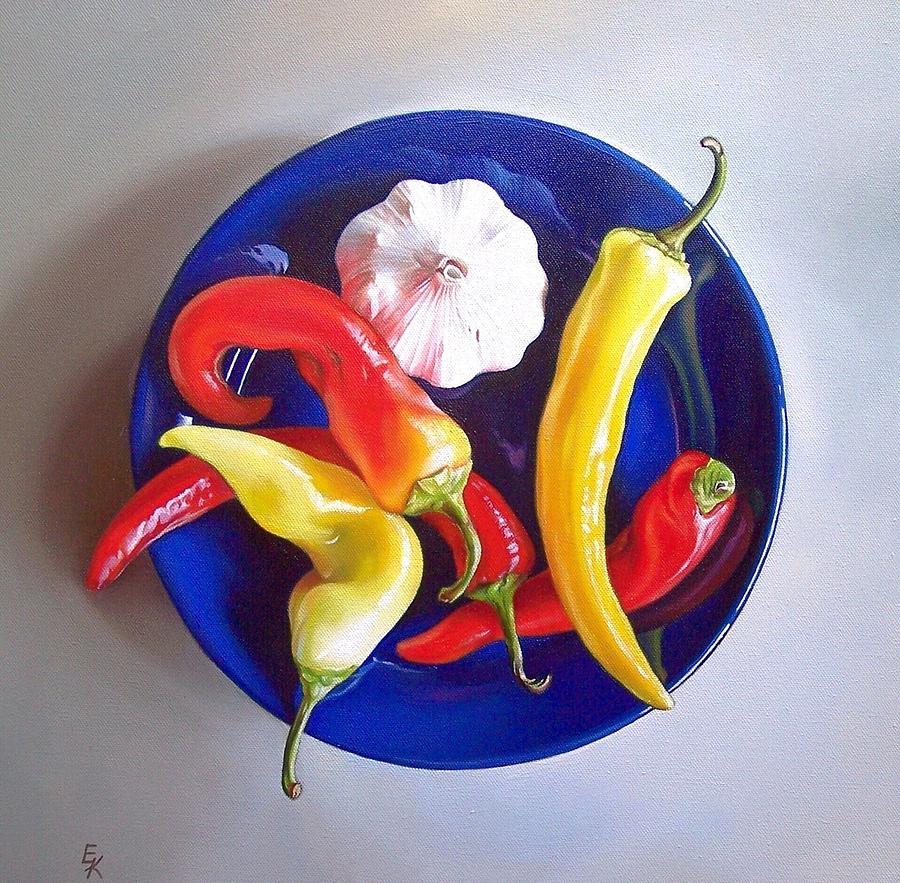 Summer plate 1 Painting by Elena Kolotusha