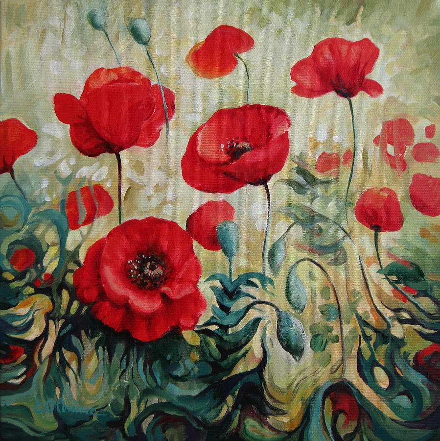 Summer poppy Painting by Elena Oleniuc
