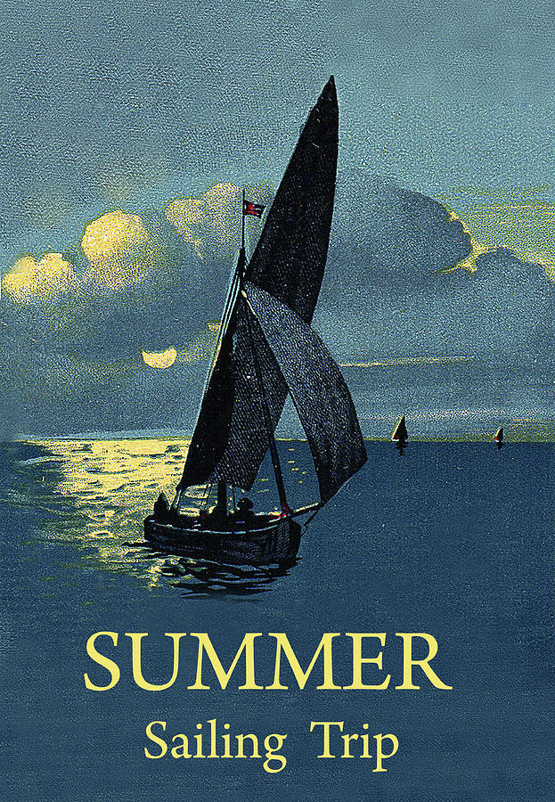 Summer sailing trip, vintage travel poster Painting by Long Shot