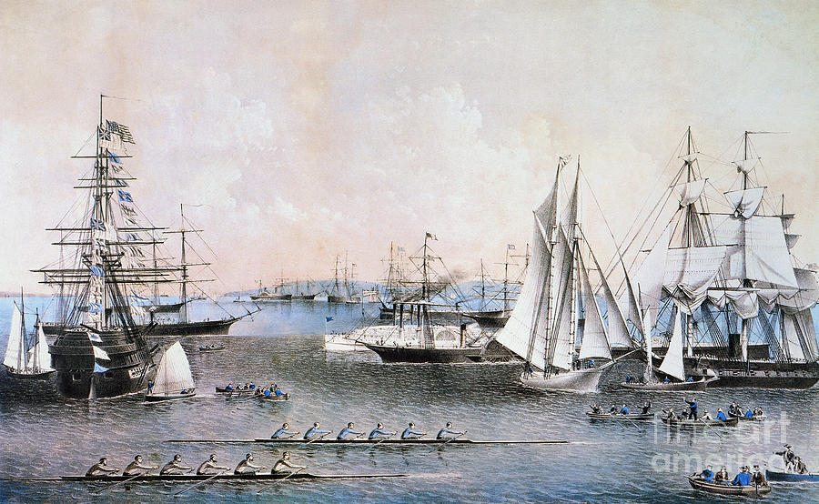 Summer Scene In Ny Harbor Painting by Granger