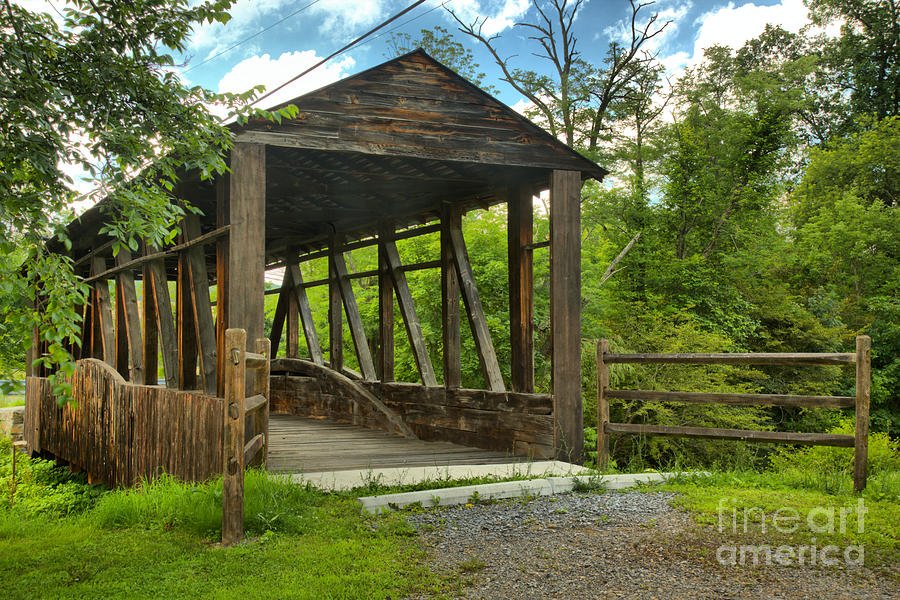 Summer Skies Over The New Paris Covered Bridge Photograph by Adam Jewell