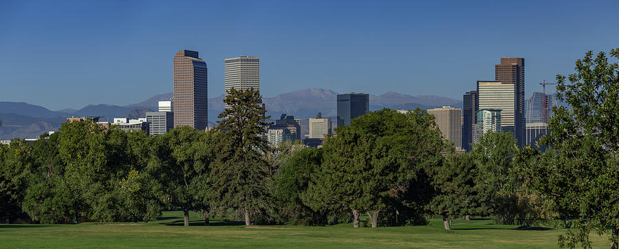 Summer Skyline of Downtown Denver Looking West Towards the Rocky Photograph by Bridget Calip