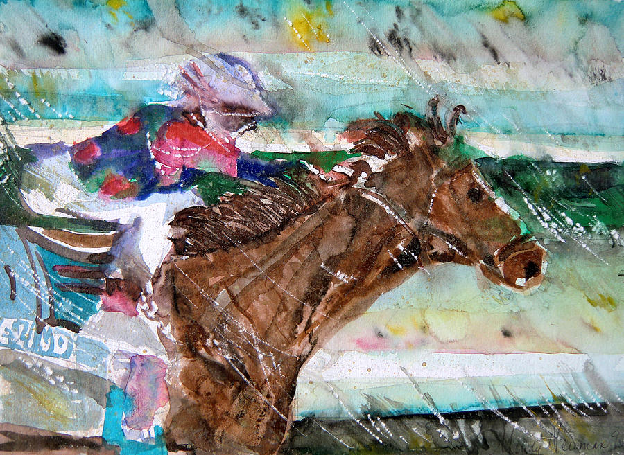 Summer Squall Horse Racing Painting by Mindy Newman