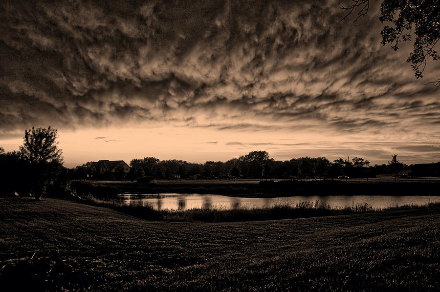 Summer Storm Clouds At Sunset Sepia Photograph by Thomas Woolworth