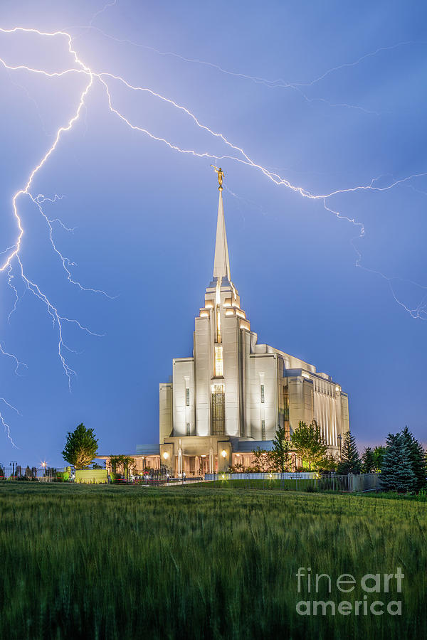 Summer Storm - Rexburg Idaho Temple Photograph by Bret Barton