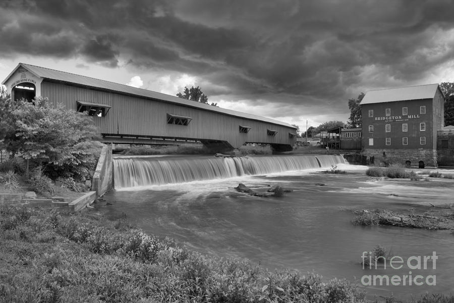Summer Storms Over Bridgeton, IN Black And White Photograph by Adam Jewell