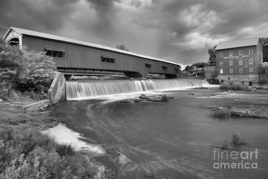 Summer Storms Over The Bridgeton Mill Black And White Photograph by Adam Jewell