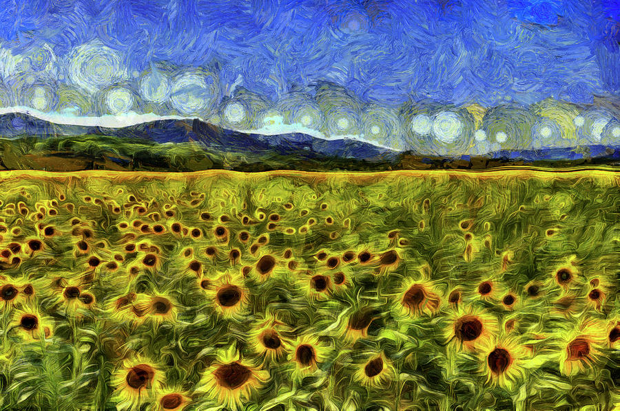 Summer Sunflowers Van Gogh Mixed Media By David Pyatt
