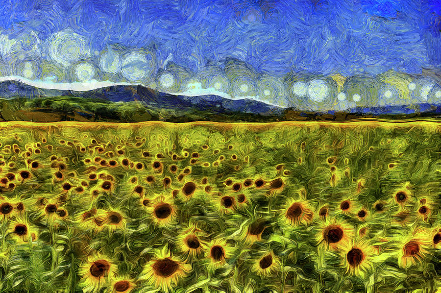 Summer Sunflowers Van Gogh Mixed Media by David Pyatt