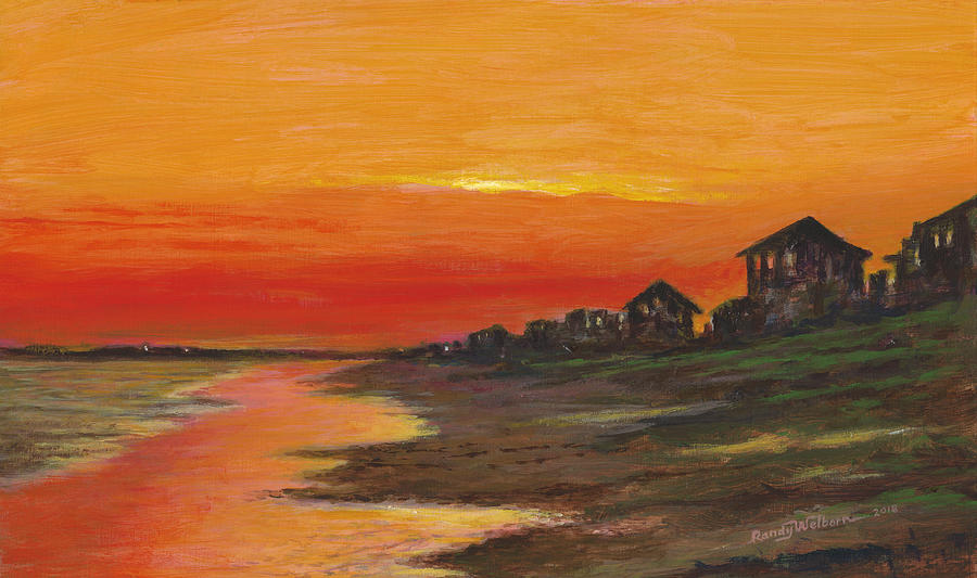 Summer Sunset at  Crystal Beach Painting by Randy Welborn