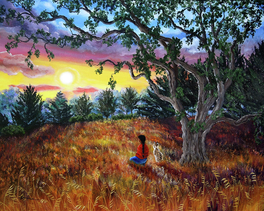 Summer Sunset Meditation Painting by Laura Iverson