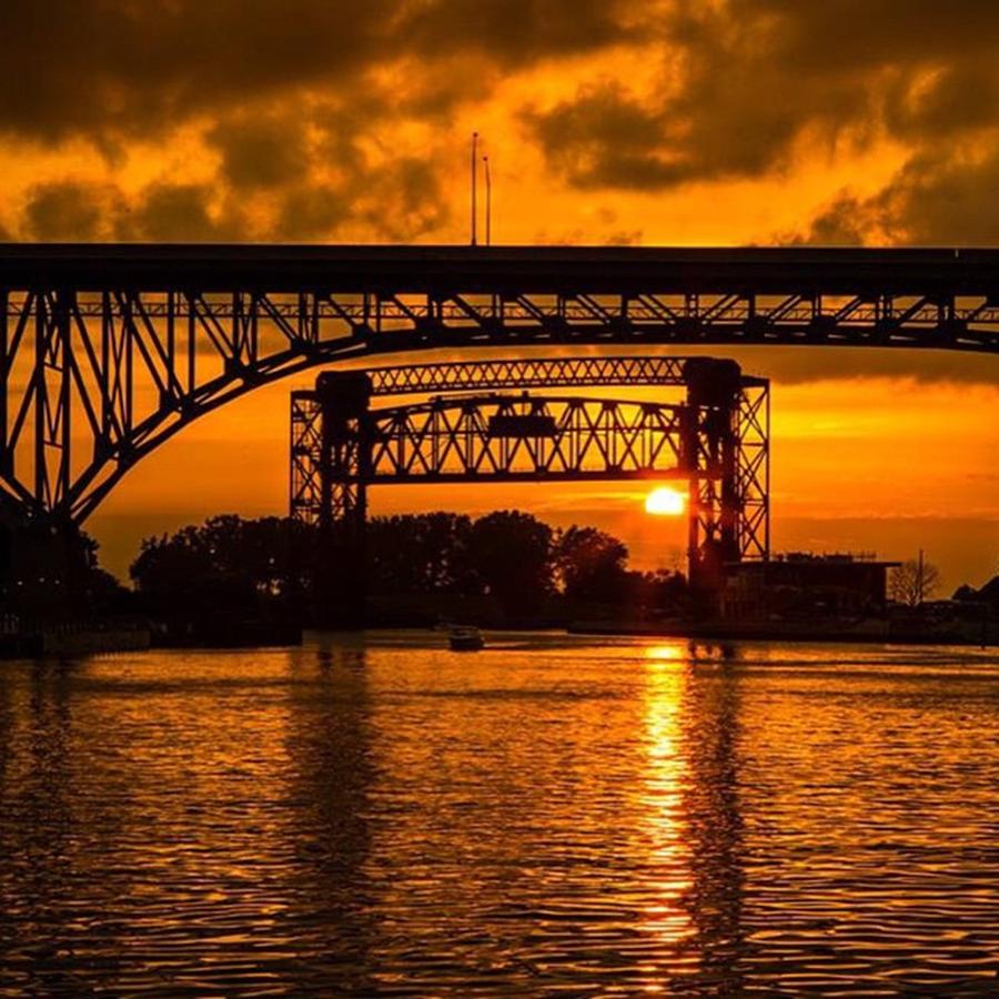 Cle Photograph - Summer Sunset On The Cuyahoga River by Dale Kincaid