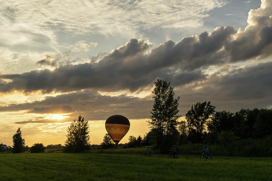 Summer Sunset with Balloons and Bicycles Photograph by Georgia Mizuleva