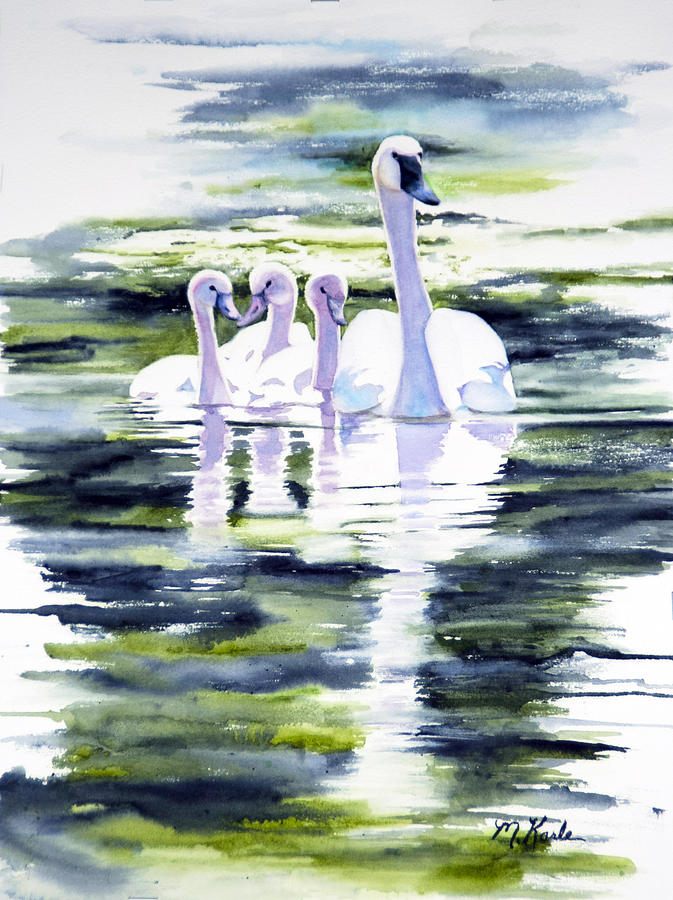Summer Swans Painting by Marsha Karle