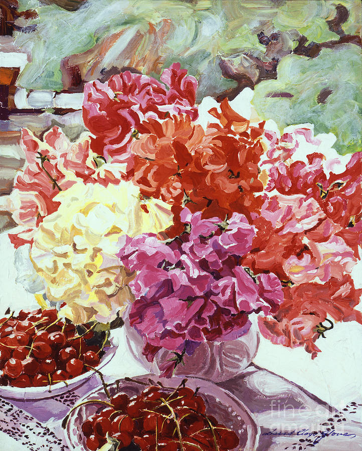 Still Life Painting - Summer Sweet Cherries by David Lloyd Glover