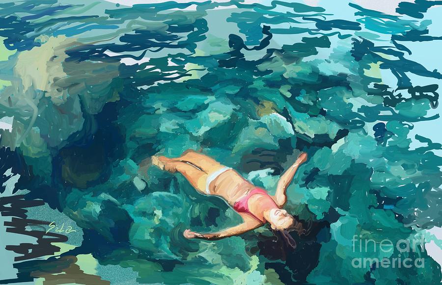 Summer swim Painting by Lidija Ivanek - SiLa
