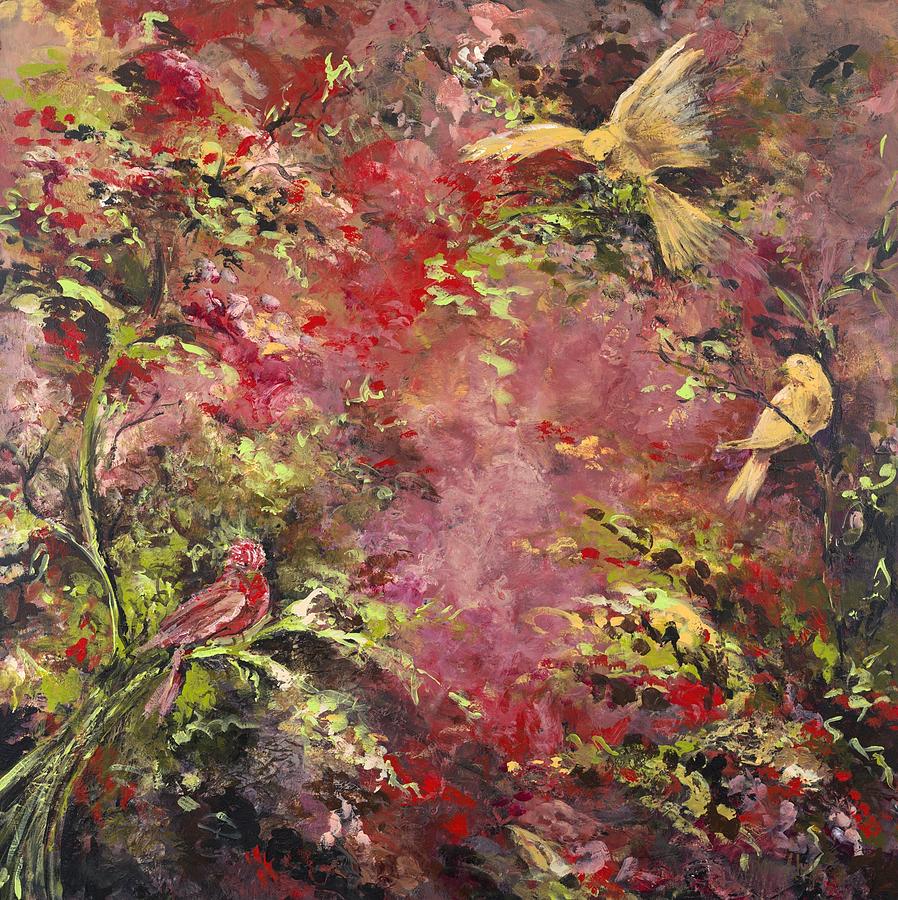 Bird Painting - Summer Tanagers by Karen Ahuja