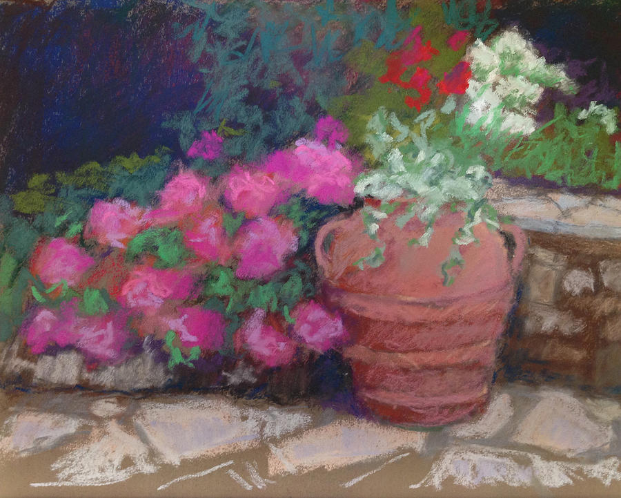 Hydrangeas Painting - Summer Terrace by Marion Corbin Mayer Hydrangeas Painting - Summer Terrace by Marion Corbin Mayer