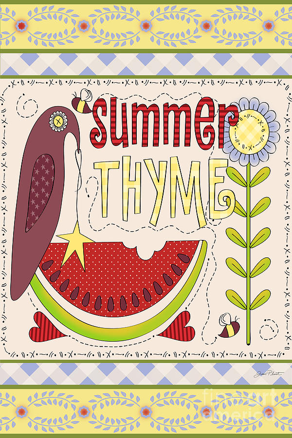 Typography Painting - Summer Thyme-JP2832 by Jean Plout