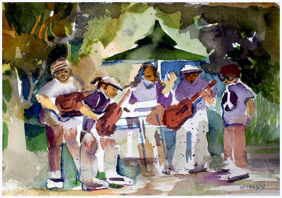 Music Painting - Summer Time Music by Mindy Newman