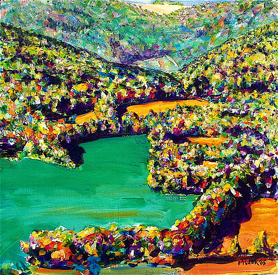 Landscape Painting - Summer View Merrel Creek Dam by Michael Hudak Landscape Painting - Summer View Merrel Creek Dam by Michael Hudak
