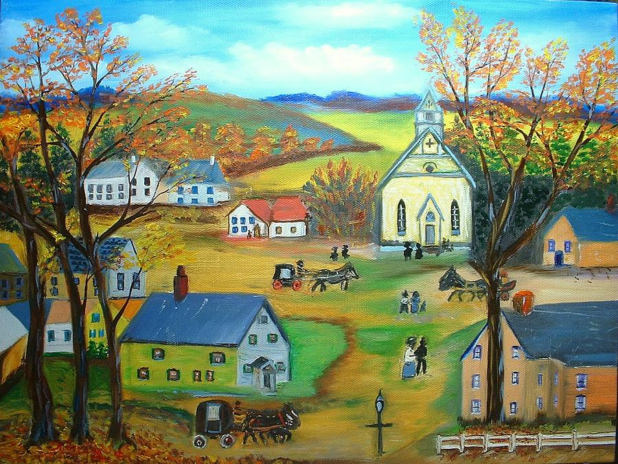 Summer Village Painting by Kenneth LePoidevin