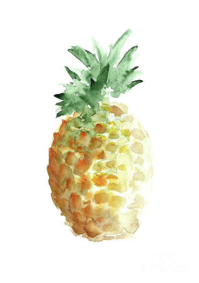 Pineapple Painting - Pineapple Art Print, Summer Watercolor Painting, Hawaii Fruits  by Joanna Szmerdt