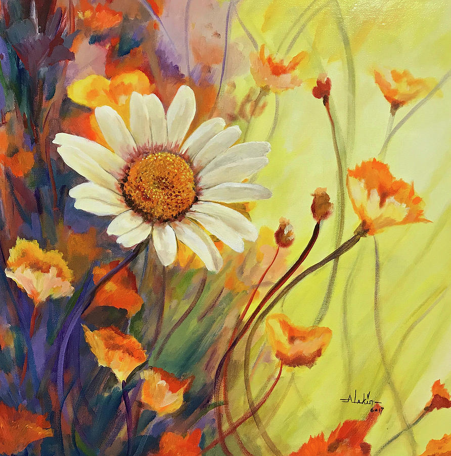 Summer Wild Flowers Painting by Alan Lakin
