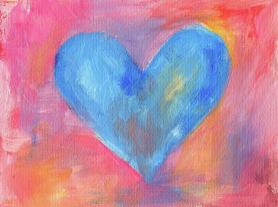 Summerlove 1 - abstract heart painting Painting by Karen Kaspar