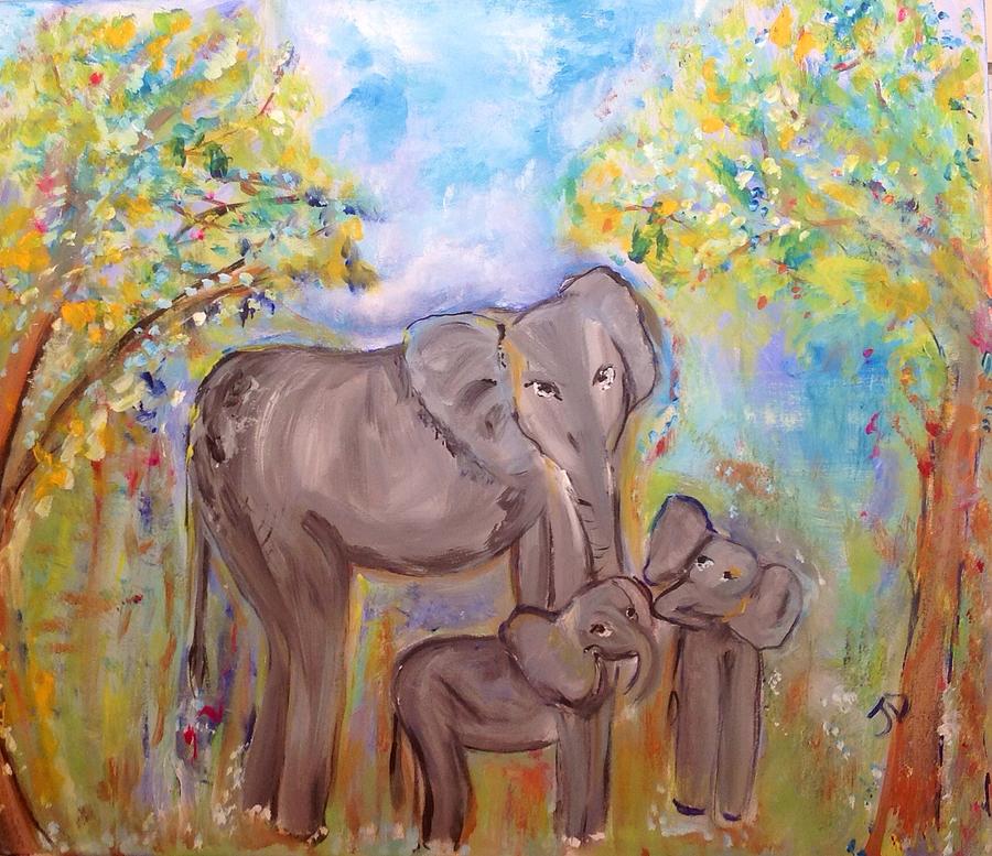 Summers Elephants  Painting by Judith Desrosiers