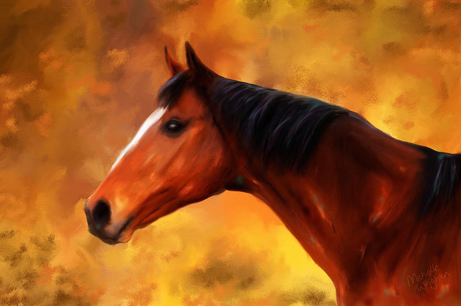 Horse Painting - Summers End Quarter Horse Painting by Michelle Wrighton