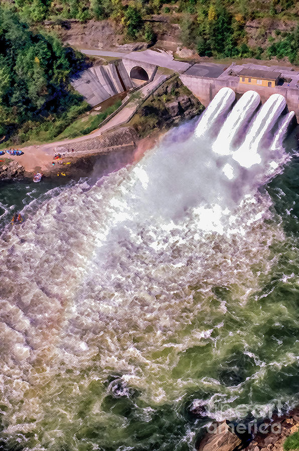 Summersville Dam Tube Release Aerial View Photograph by Thomas R Fletcher