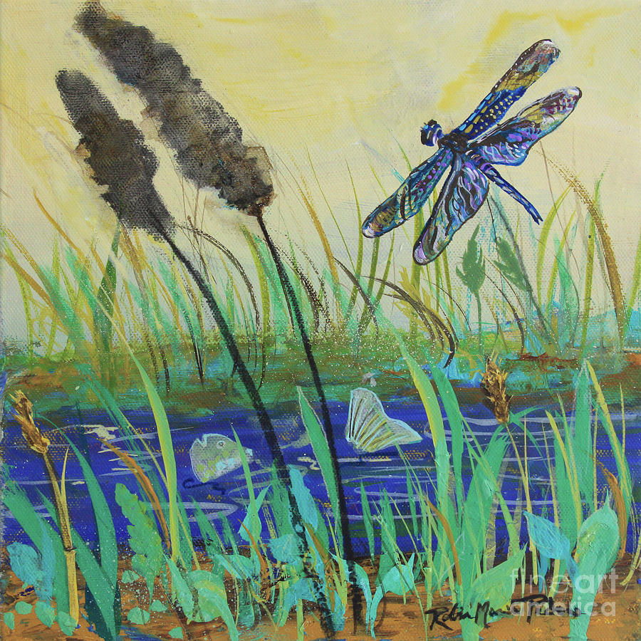 Summertime Dragonfly Painting by Robin Pedrero